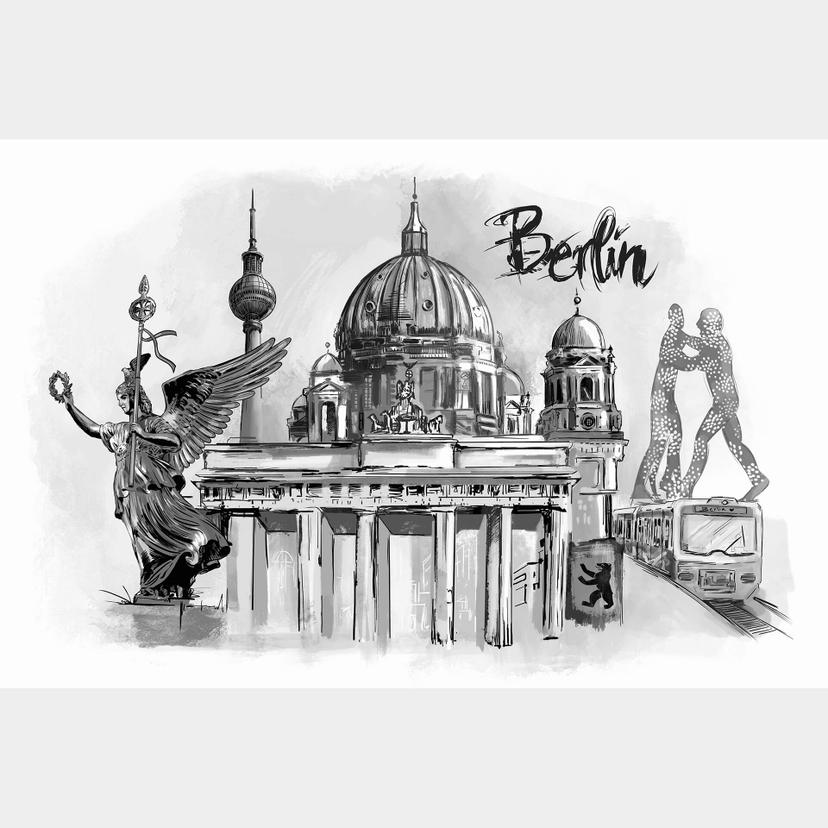 Fototapet Berlin - svartvitt - Love your City