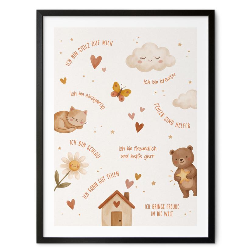 Kinder-Poster - Affirmationen Happy mit Bär und Stern