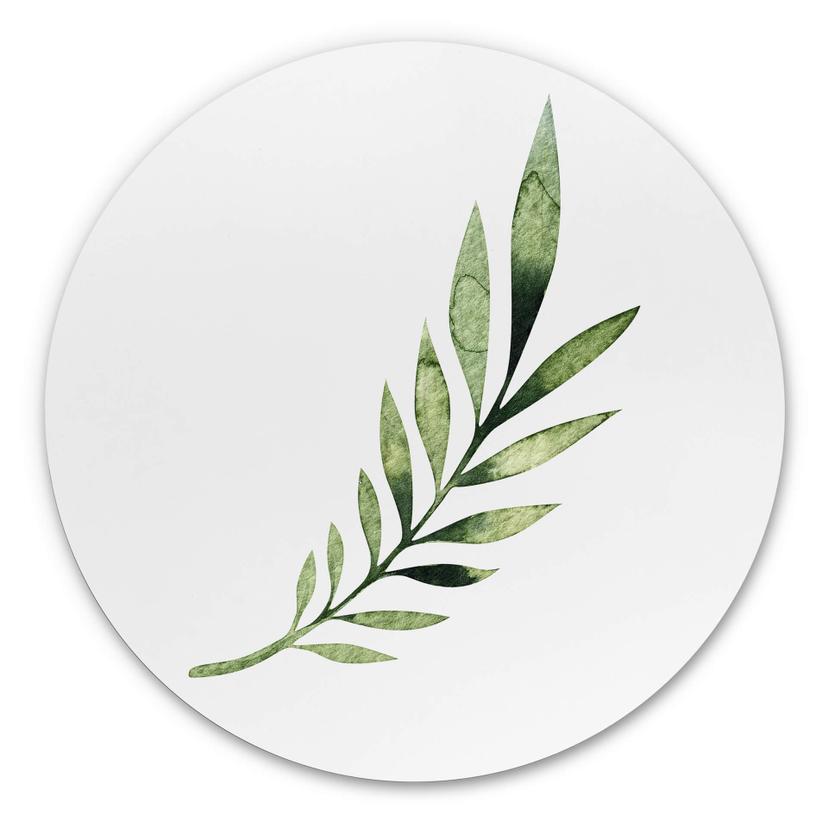 Tableau sur alu-Dibond rond Kvilis—feuille de palmier