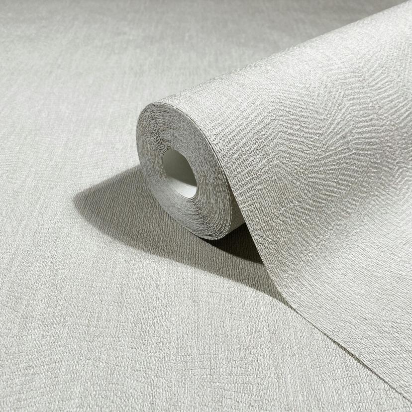 Papel pintado no tejido textura yeso aspecto liso mate en gris