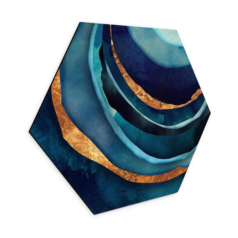 Hexagone - alu-Dibond SpaceFrog Designs - bleu et or