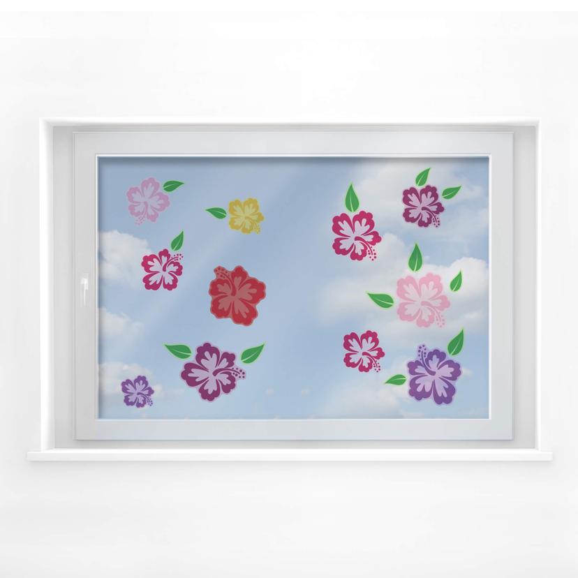 Cuadro de ventana flores de hibisco