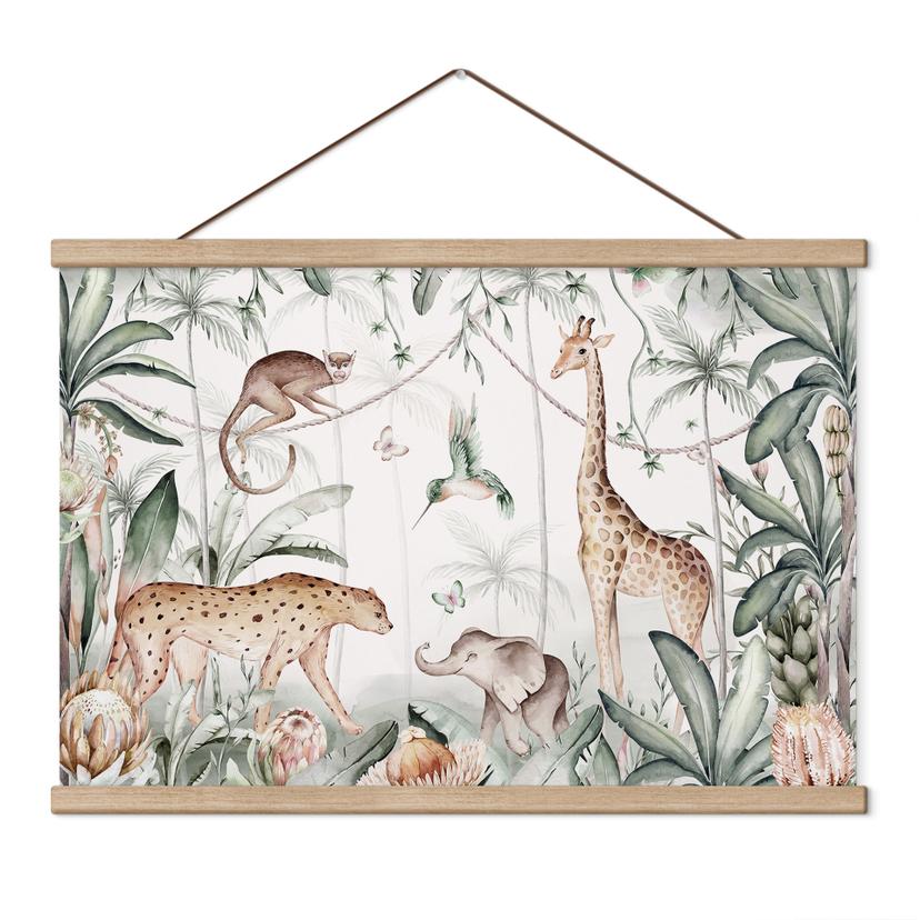 Kinderkamer Textielposter Dieren in de jungle - Kvilis