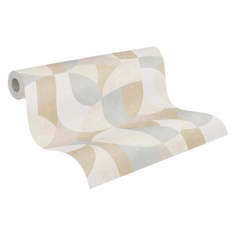 Papel pintado de muestra con motivos geométricos en beige, gris y blanco - Papel pintado no tejido m