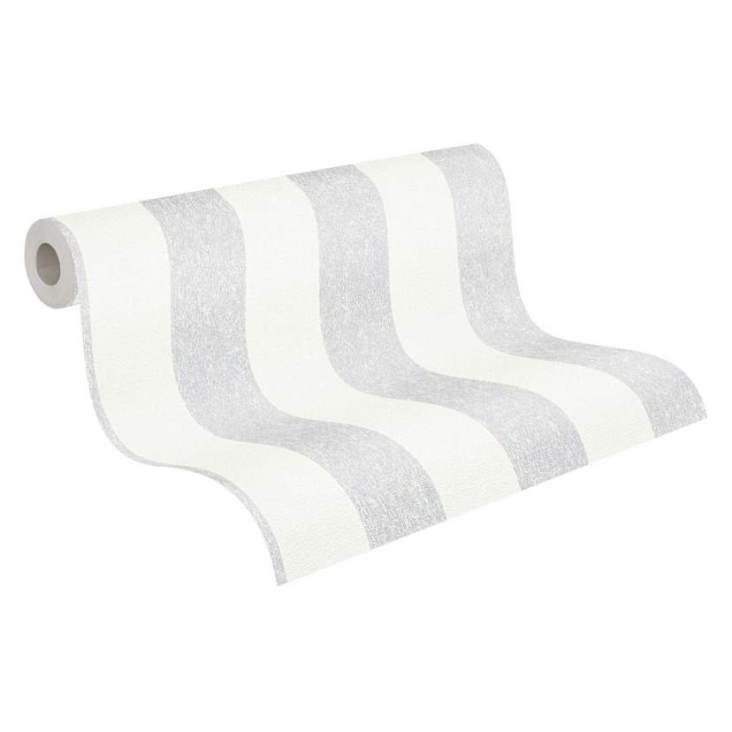 Papel pintado a rayas gris blanco - Papel pintado no tejido A.S. Création