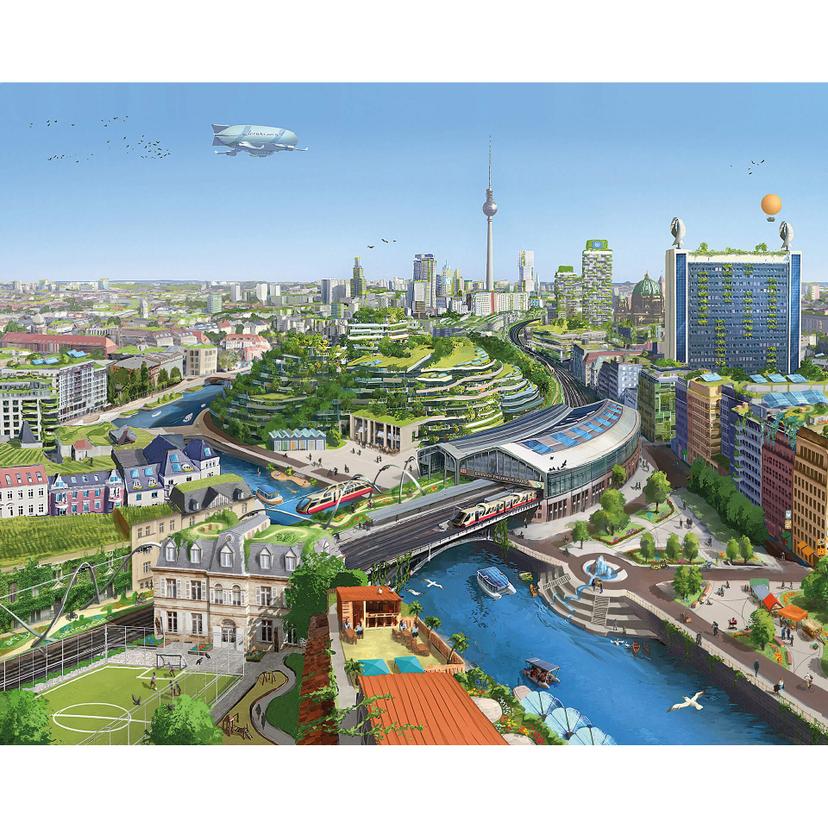 Fototapet aerroscape - Berlin Solarpunk