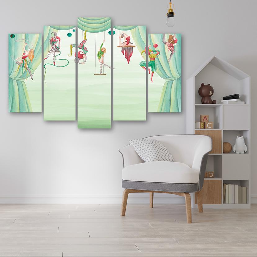 Stampa su tela 5 pezzi, acrobata da circo