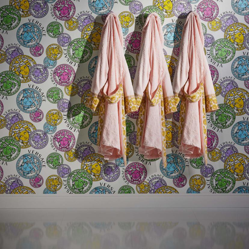 Versace tapet i farvet og hvidt medusa hoved non-woven tapet luksus designer tapet