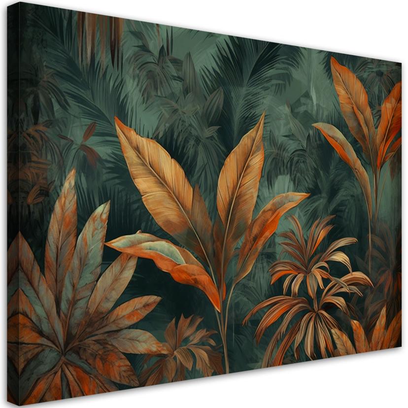 Canvasbillede, Tropiske blade i orange