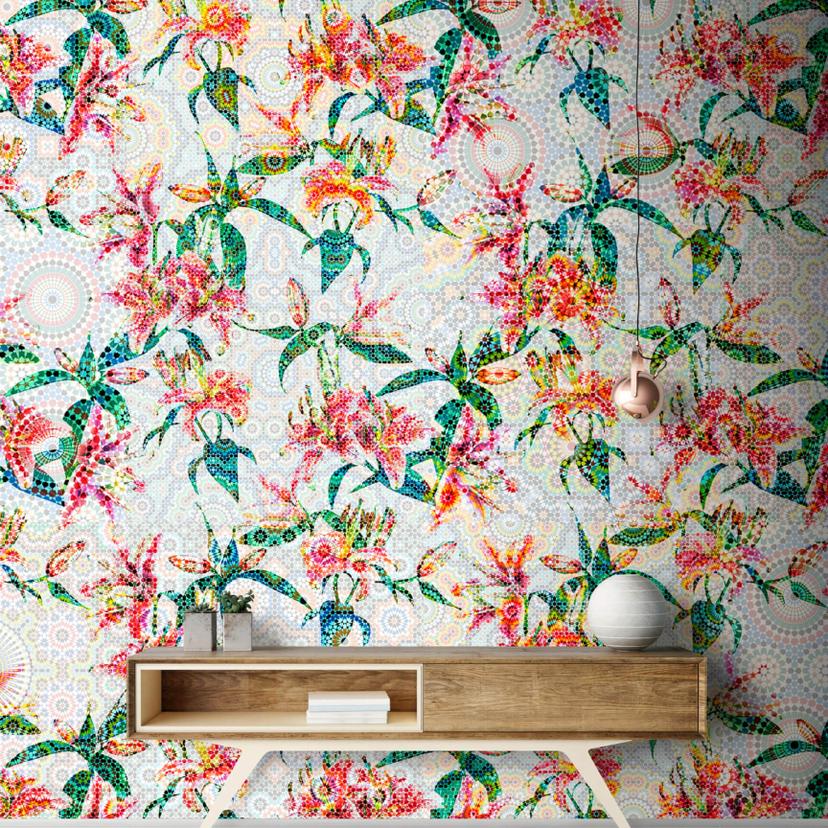Livingwalls papier peint photo Walls by Patel mosaic lilies 1