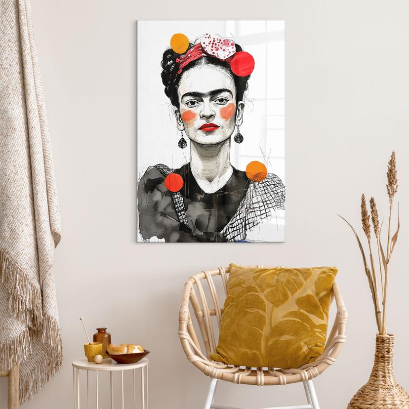 Stampa su vetro acrilico Frida Kahlo ritratto pop art - Jaszke