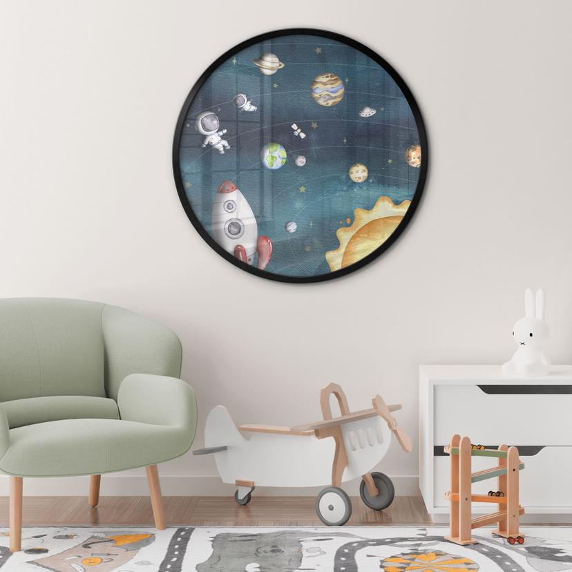Plakat Kosmiczne przygody z astronautami - Oliver Robins - okrągły