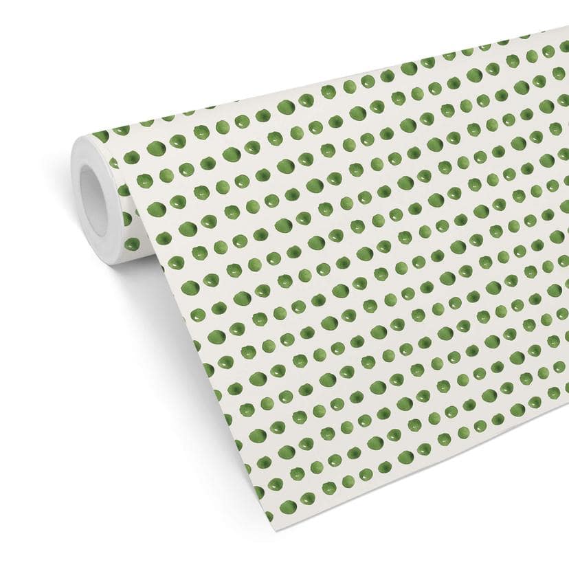 Papier peint à motifs - Points à l'aquarelle 01 - vert