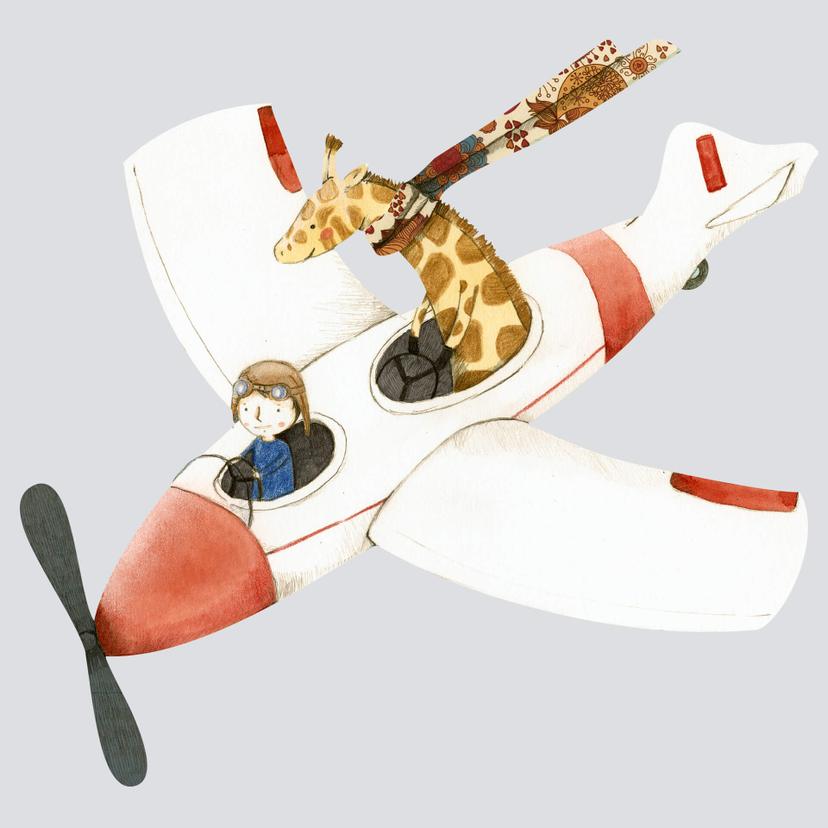 Adesivo murale - J. Loske - viaggio in aereo