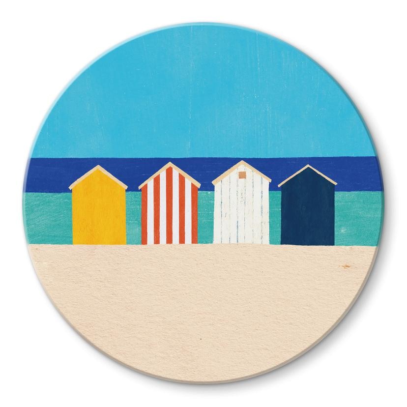 Tableau en verre Cabanes de plage au bord de la mer - Rivers - Rond