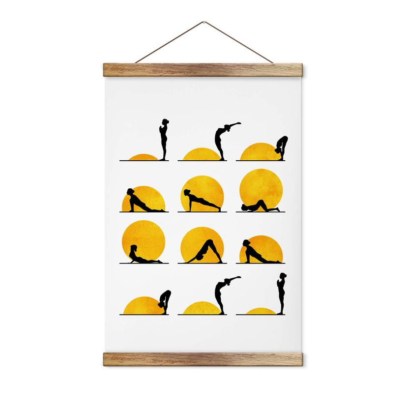 Tekstil plakat Kubistika - Yoga - Solhilsenen