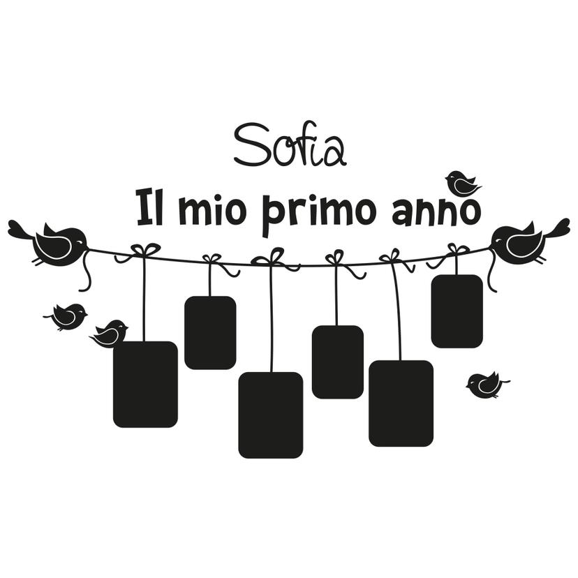 Adesivo murale + Nome Il mio primo anno... con spazio per foto