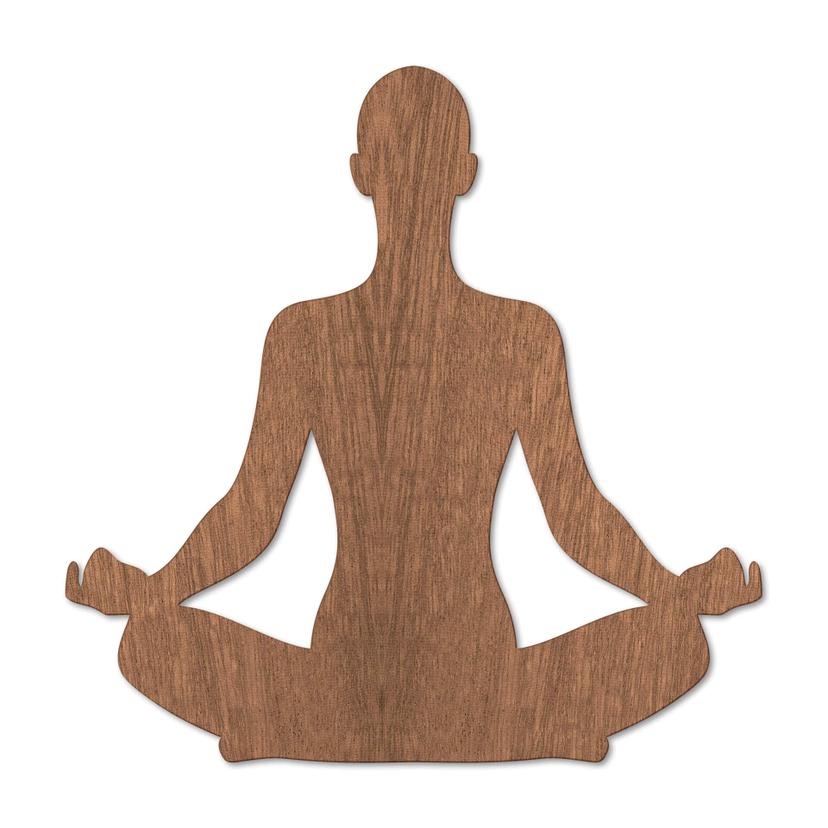 Väggdekorationer i trä mahogny - Yoga pose sittande 01