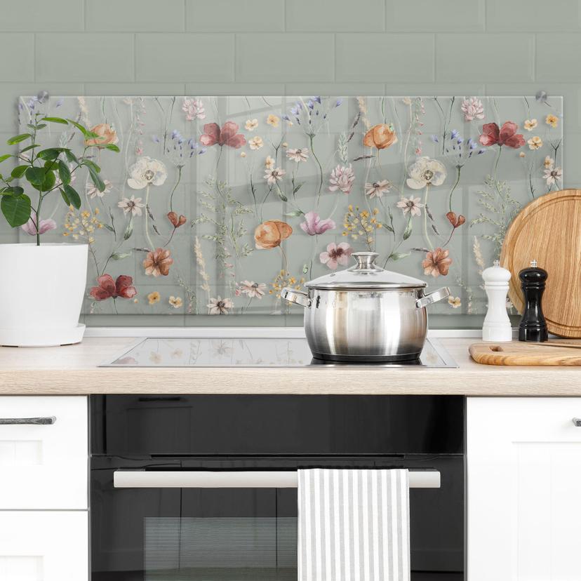 Stænkplade Farverige vilde blomster - UN Designs