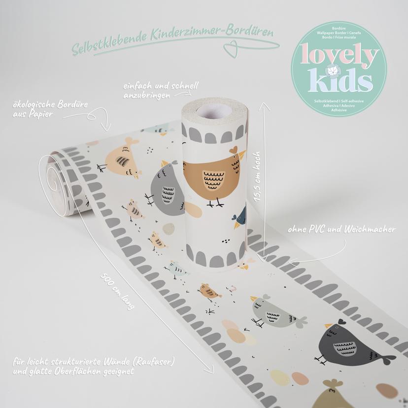 A.S. Création Lovely Kids Frise autocollante enfant - Gris, Blanc