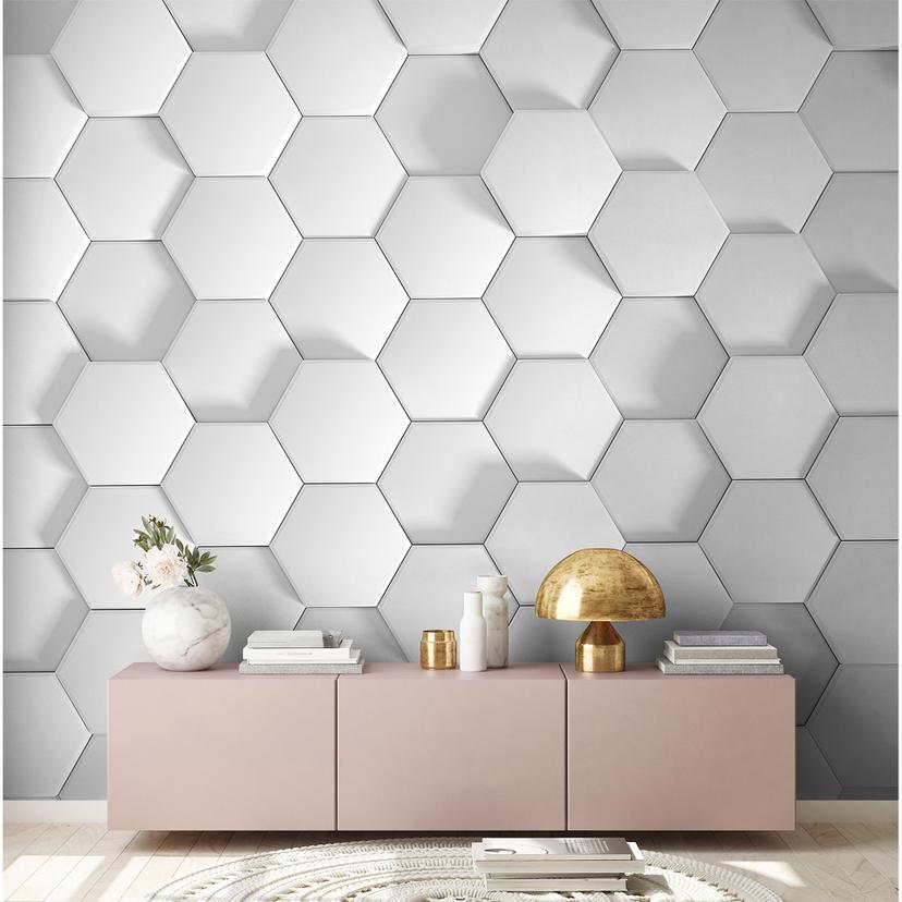 Fibertapet Honeycomb fototapet Designwalls i grå