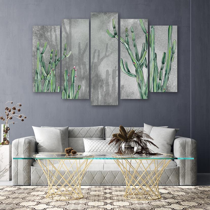Stampa su tela 5 pezzi, grande cactus del deserto