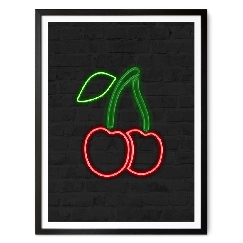 Póster de cerezas - luz de neón