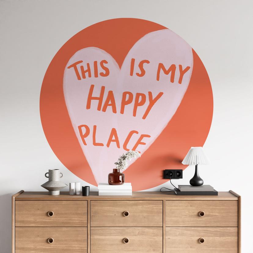 Wallsticker This is my happy place med hjerte - Fritsch - Rund
