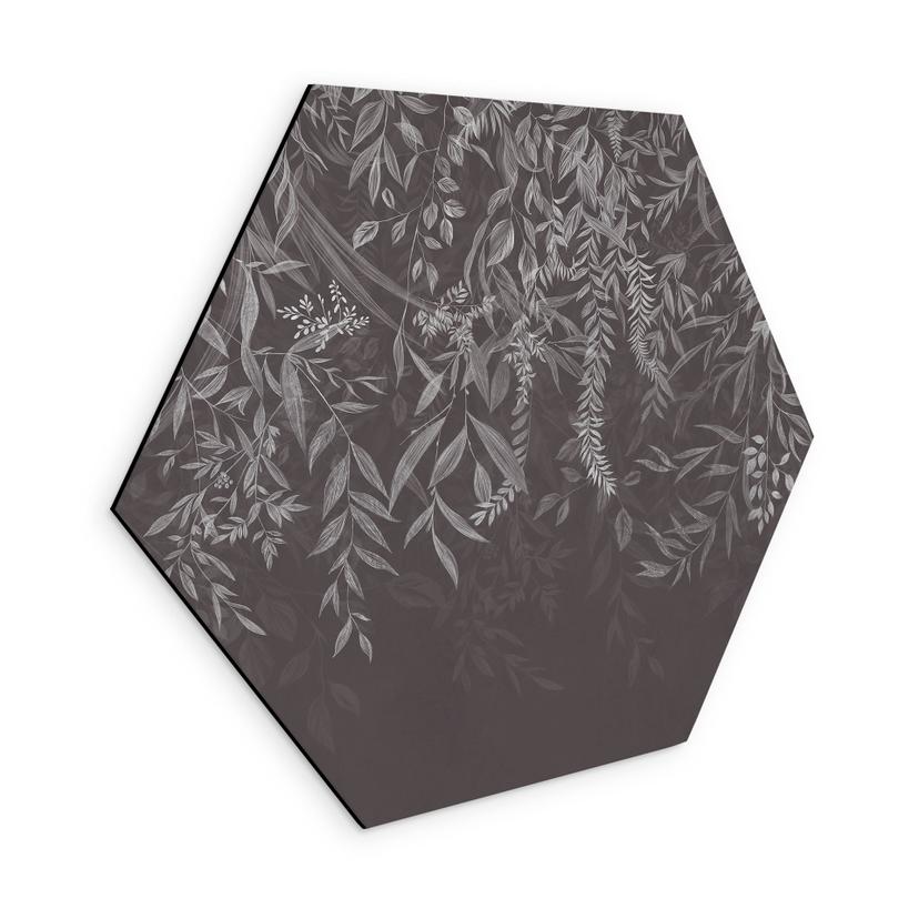 Wanddecoratie Elegante wilgentakken in donkergrijs - Ms Tiff - Alu-Dibond