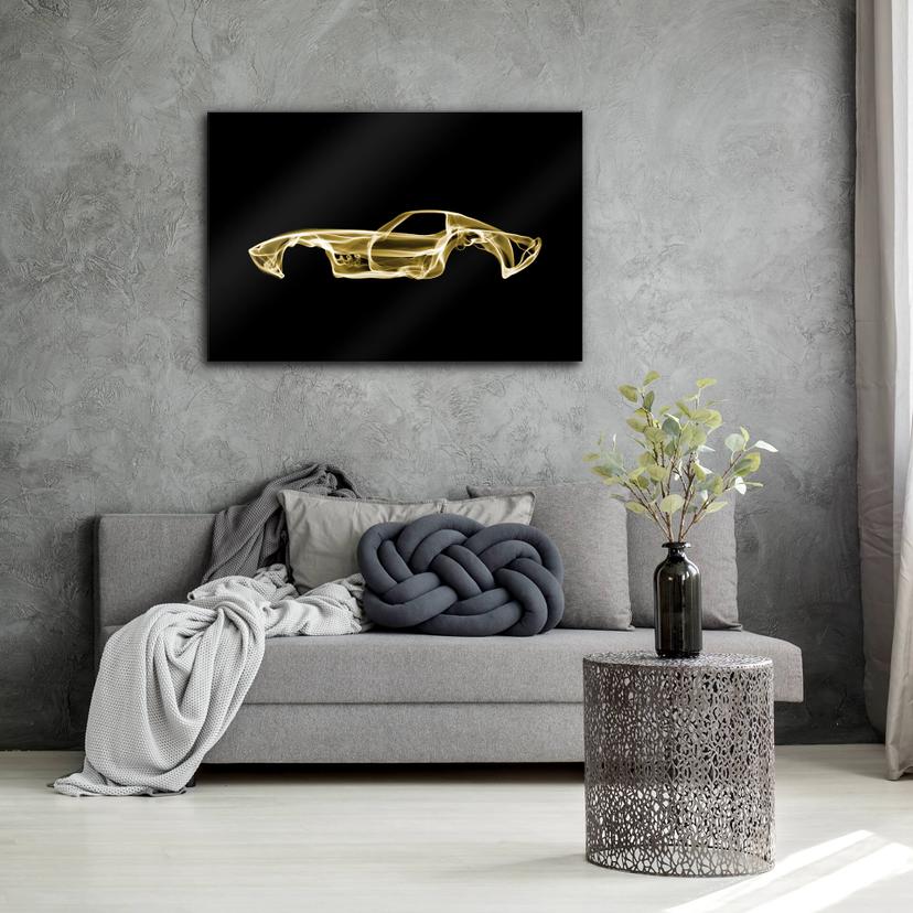 Tableau en verre acrylique Mielu - Yellow car