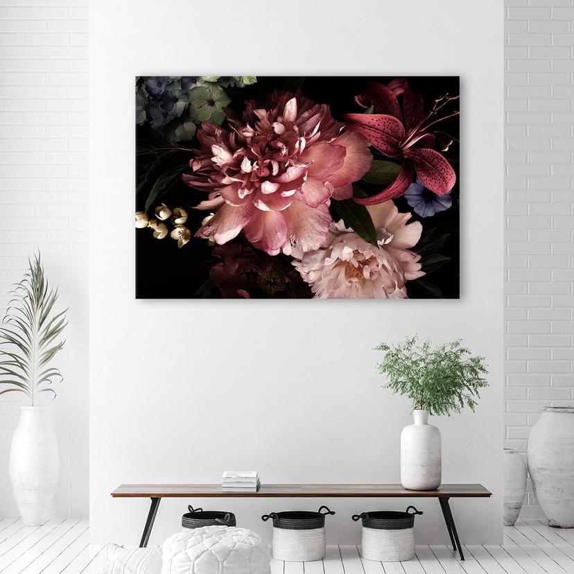 Stampe su tela, Bouquet di piante rosa