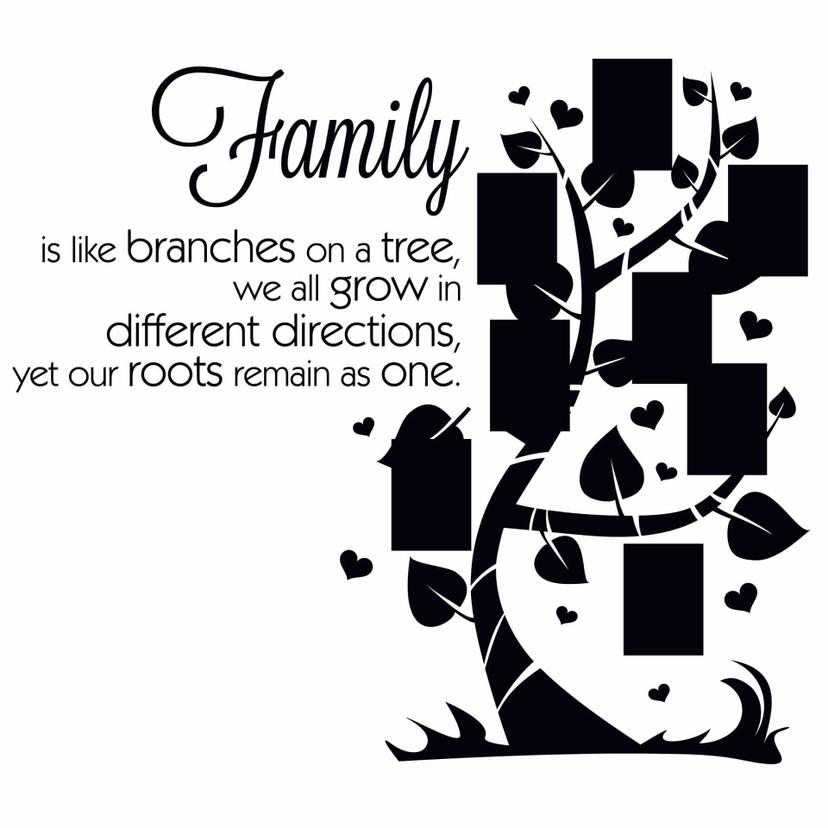 Adesivo murale - Family is like branches... con spazio per foto