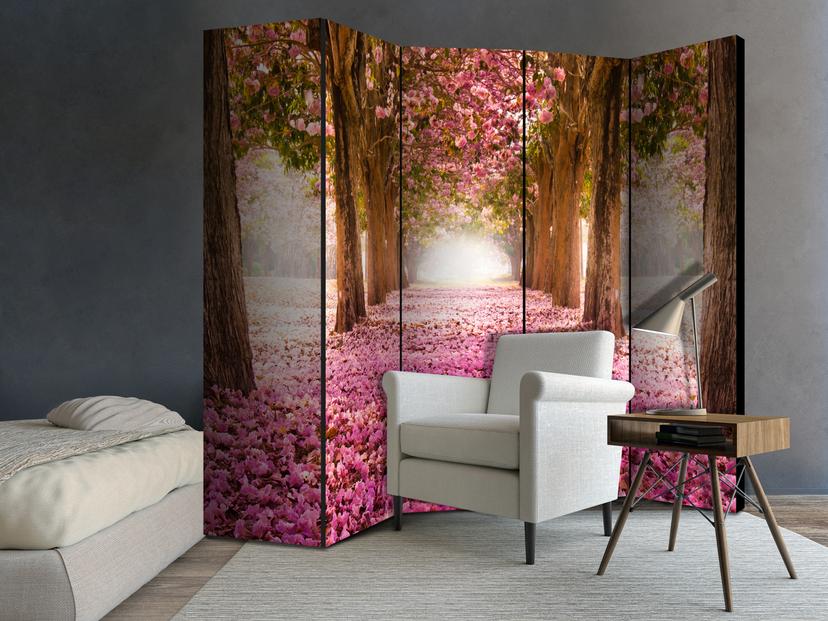 Schermo divisorio - Giardino di rose , 5 pezzi - 225x172 cm