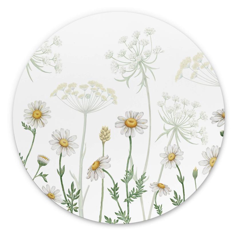 Tableau sur alu-Dibond rond Sir Edward - Promenade printanière fleurie