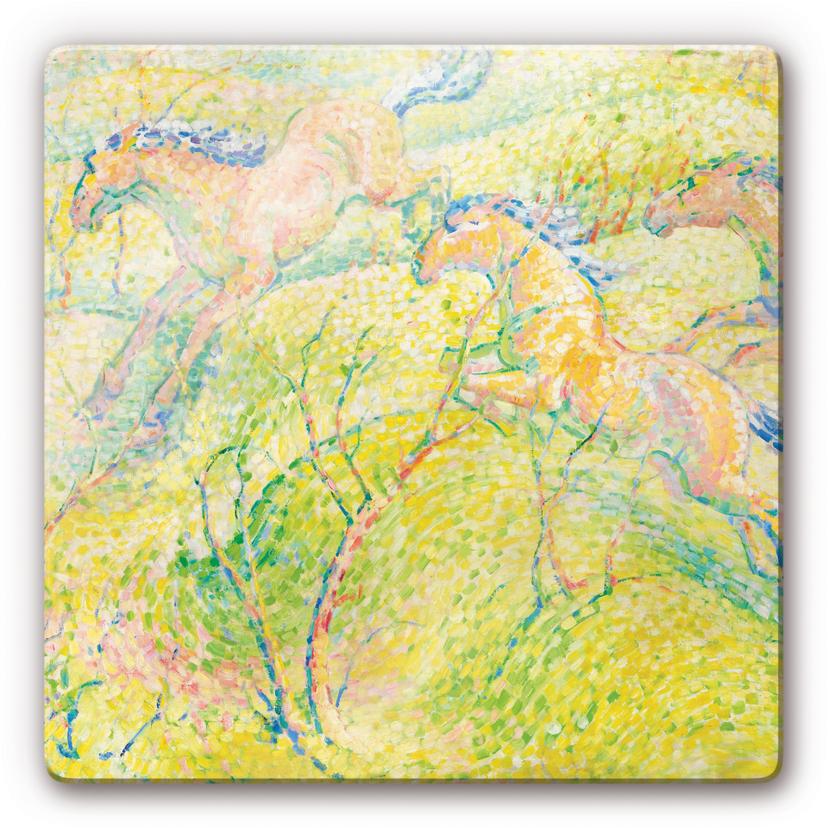 Glasbillede - Franz Marc - Hoppende Heste