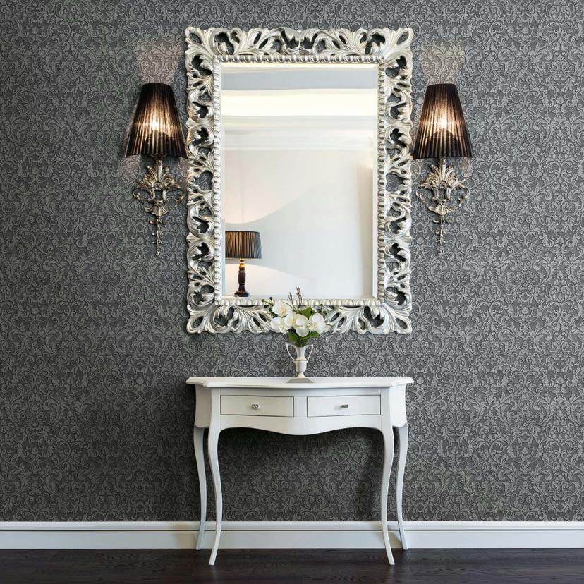 Ikke-vævet tapet Ornamental Ornamental Classic mat i antracit
