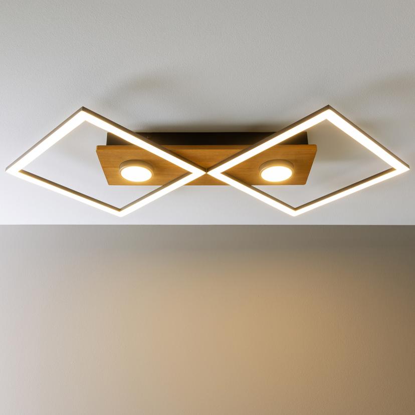 Deckenleuchte Vincent, braun, 70,7 x 35,4 cm, Holz Lampe
