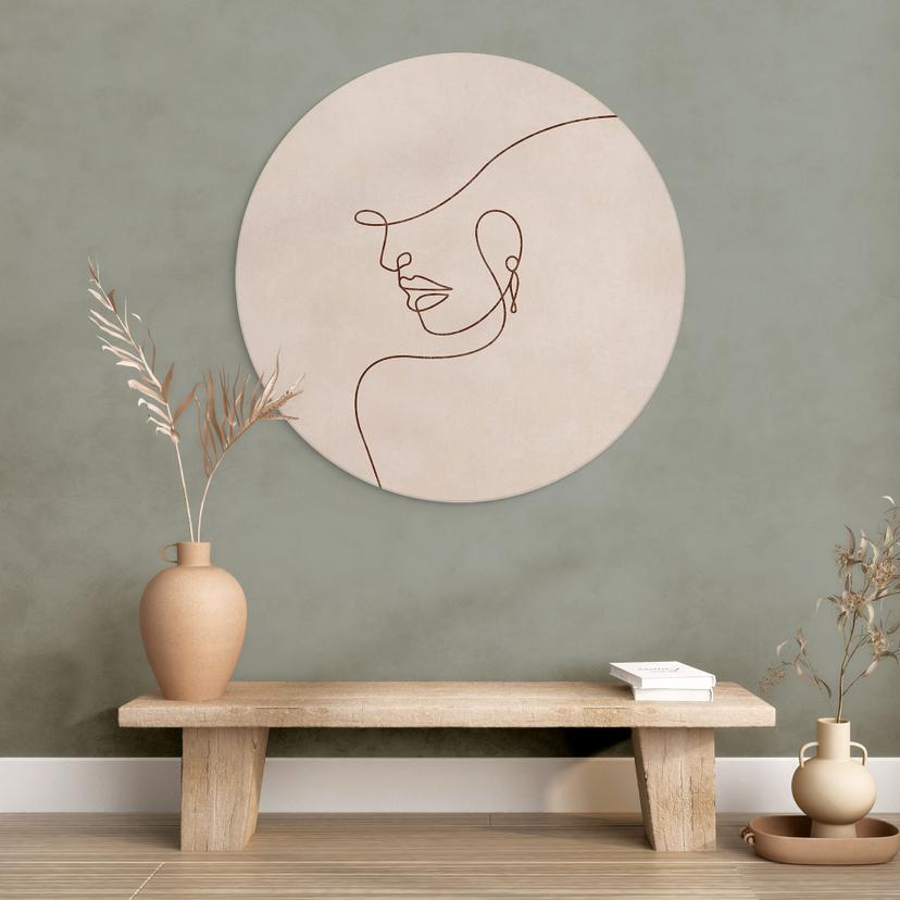 Wanddecoratie Delicate contouren van een vrouw - Lijnkunst - Tunaboylu - Alu-Dibond Rond