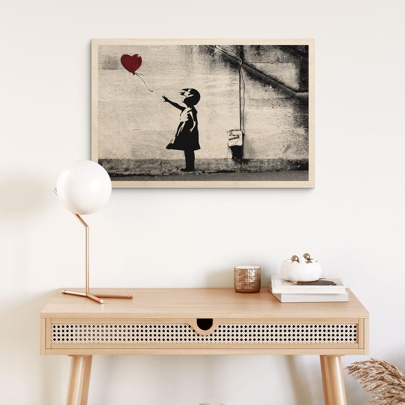 Houten Wanddecoratie Banksy - Meisje met ballon