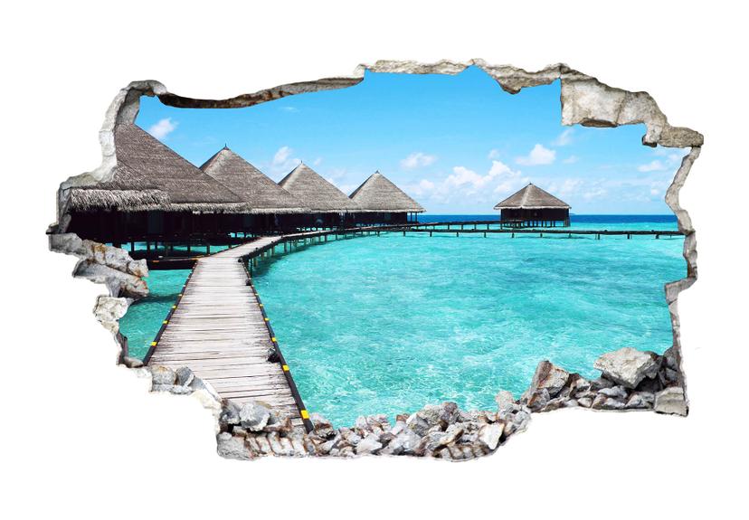 Sticker mural 3D Maison aux Maldives
