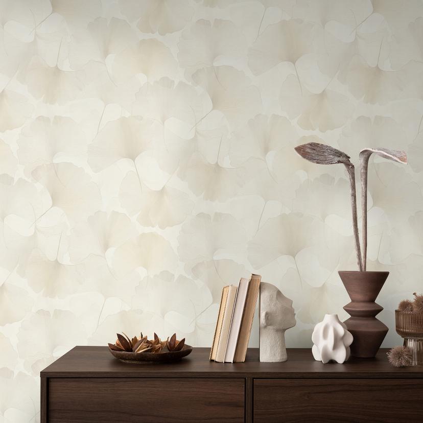 Tapet med bladmotiv Elysium creme