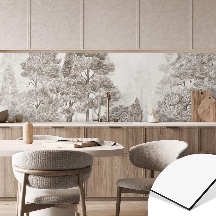 Keukenachterwand bos met boslandschap in beige - Ms Tiff