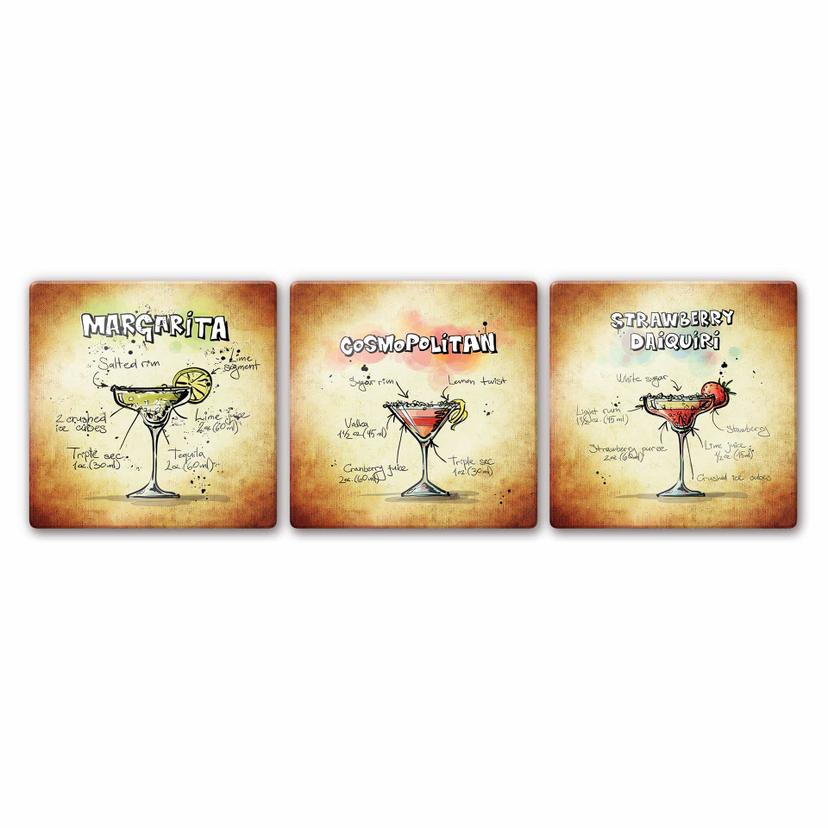 Tableau en verre - Cocktails Set 01 (3 parties)