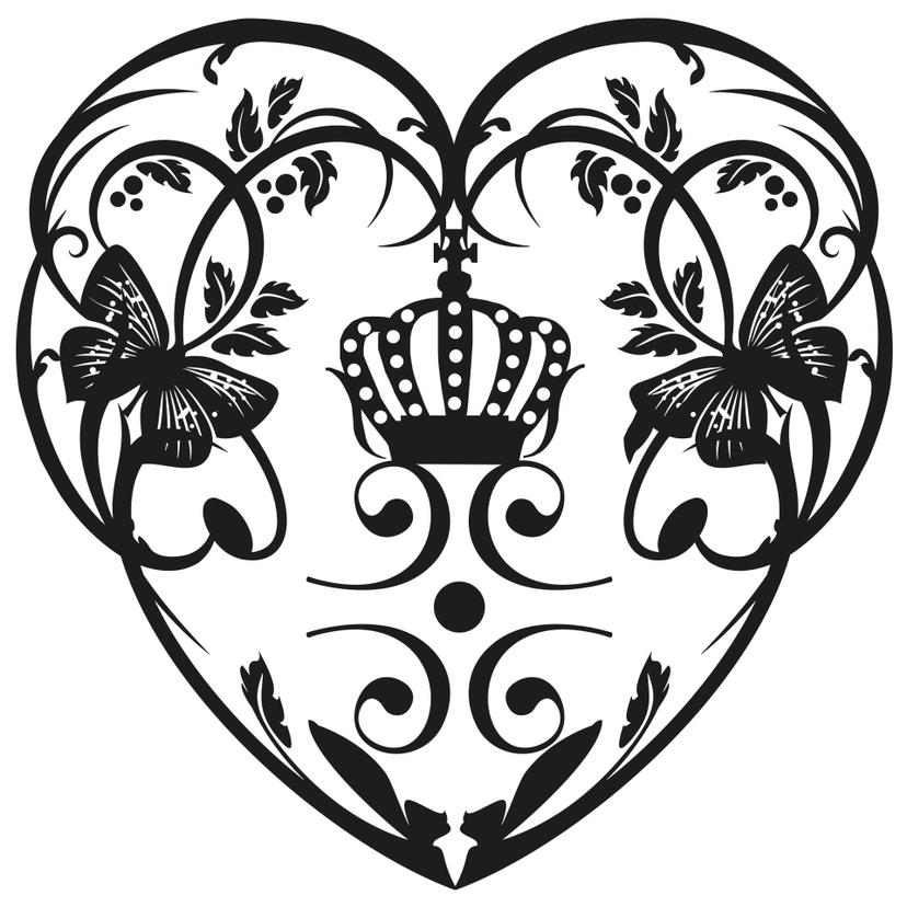 Sticker mural - Cœur et couronne