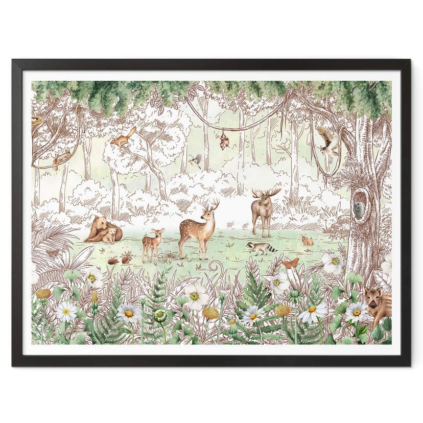 Póster infantil Kikki Belle - Amigos del bosque primavera