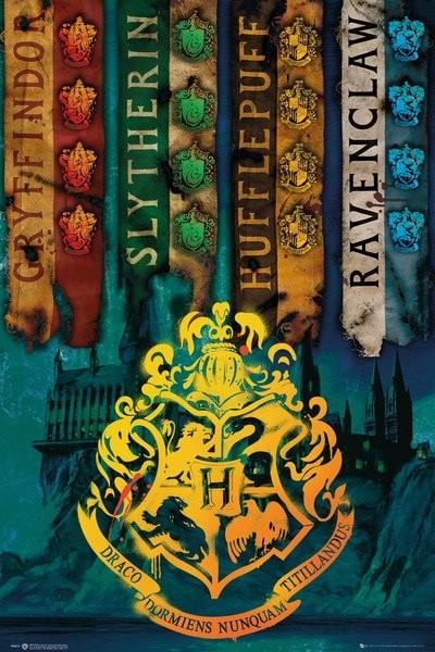 Poster, film poster Harry Potter - House Flags 61x91,5 cm