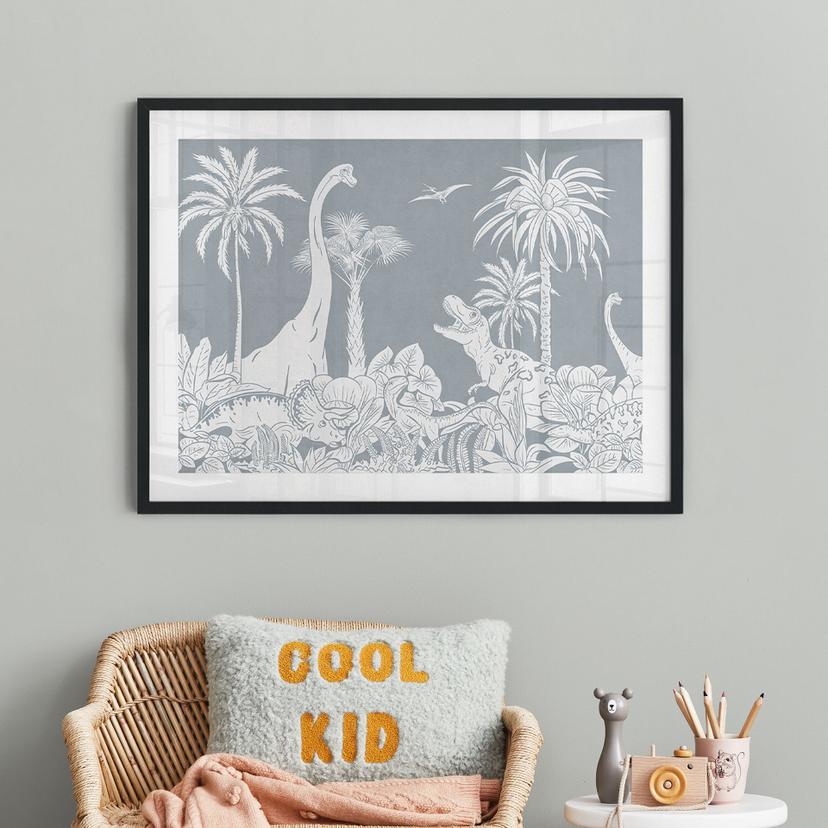 Poster Nella terra dei dinosauri - Blu - Kikki Belle