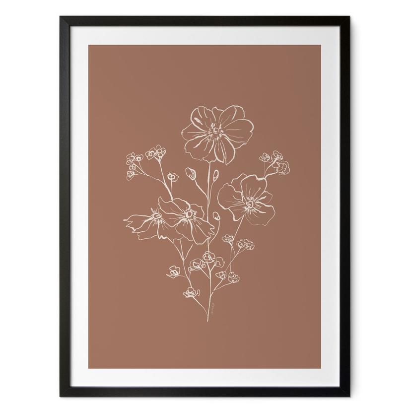 Plakat vild rose buket mokka mousse - anis illustration