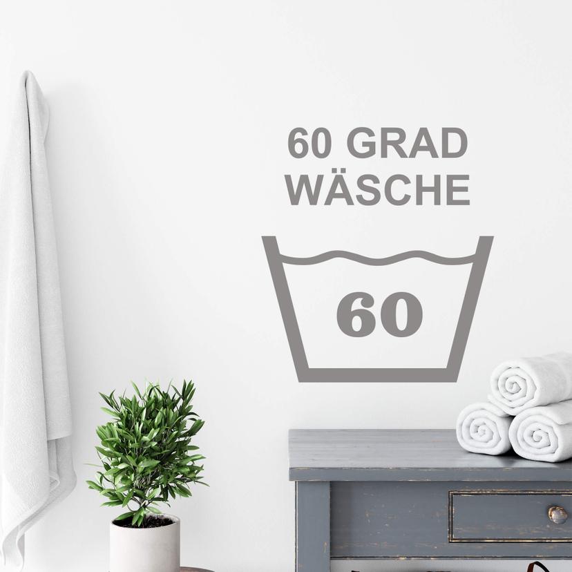 Wandtattoo Wäschezeichen 60 Grad