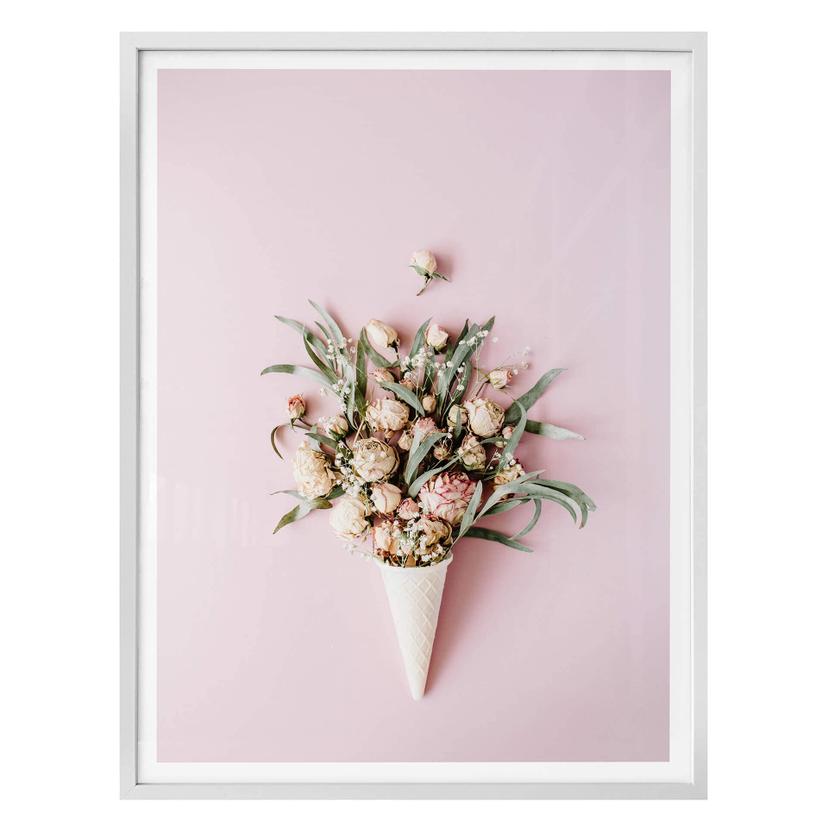 Poster Fleurs dans un cornet de glace - rose
